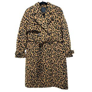 Elie Tahari $695 Animal Print Leopard Wool Blend Trench Car Coat Medium NWT